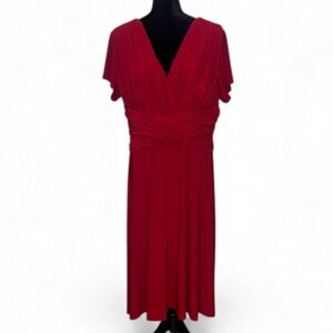 #431 (North Style) Elegant Red Ruched Holiday Dress - Size 18